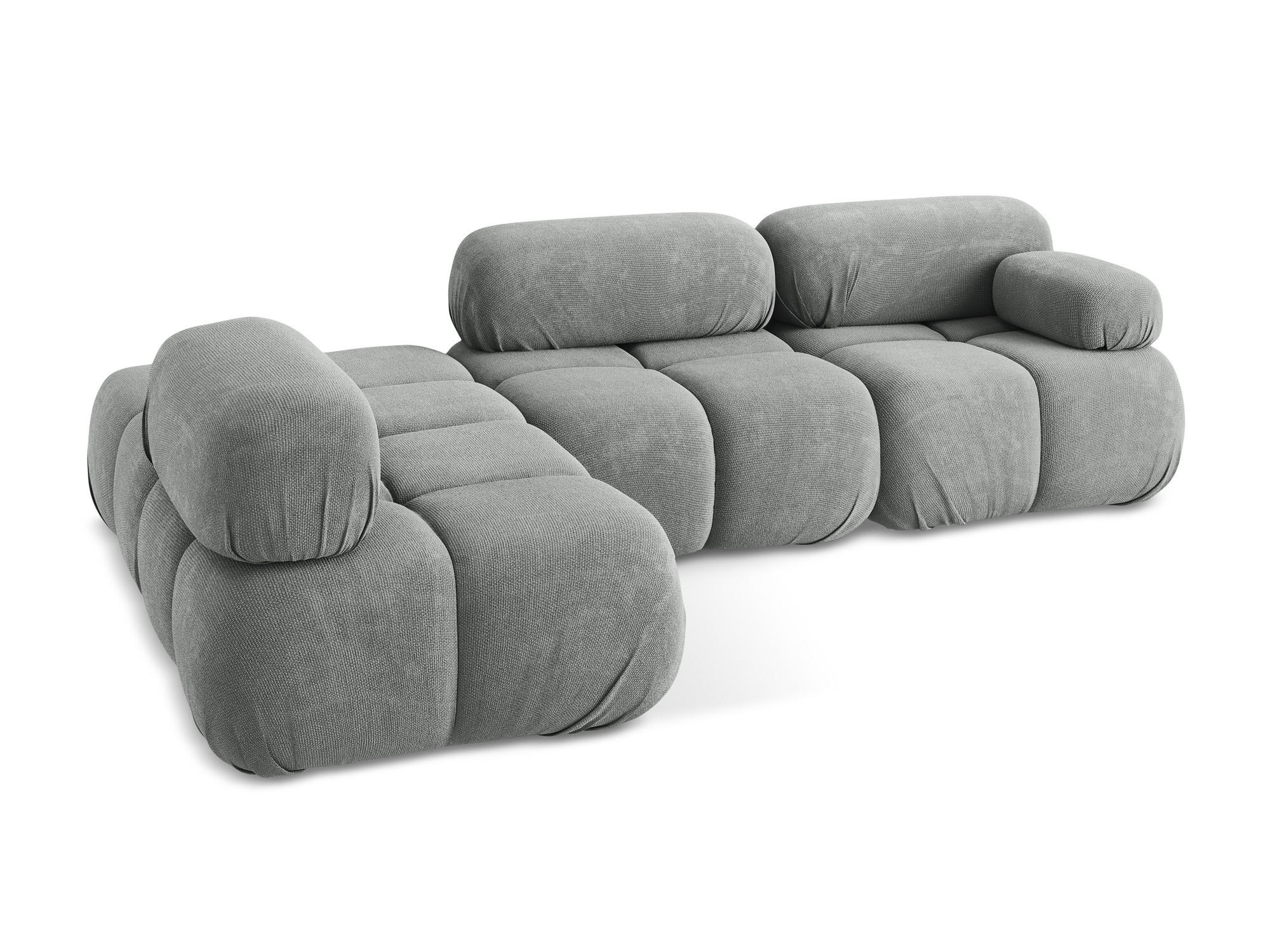 ECKSOFA Links Chenille Stoff Grau - Blau/Schwarz, Kunststoff/Textil (190/285cm) - Makamii
