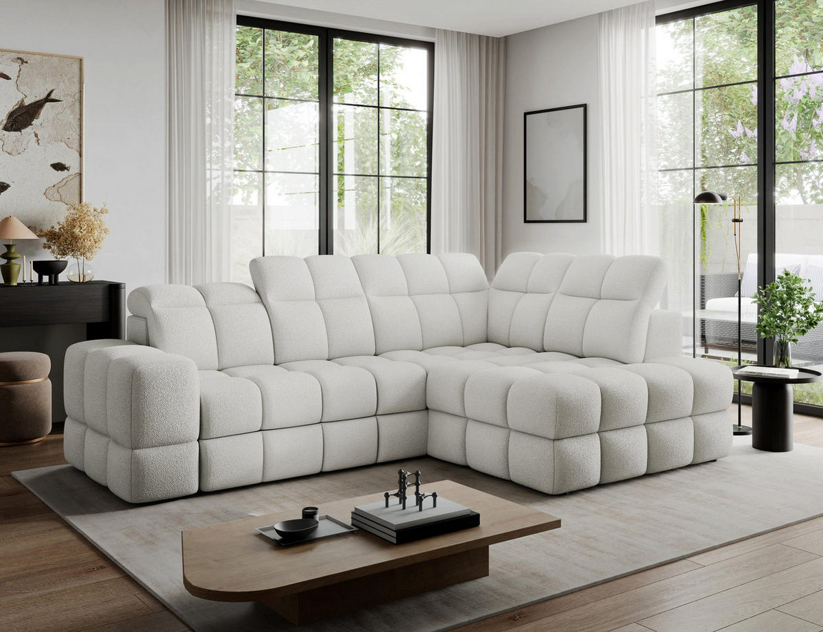 ECKSOFA Bronon mit Schlaffunktion und Bettkasten – Modernes Design, verstellbare Kopfstützen und verschiebbare Rückenlehnen - Weiß, Kunststoff (296/109cm) - Wohnideebilder