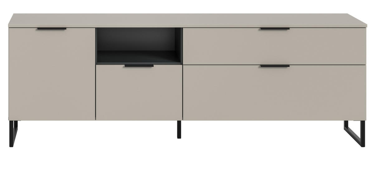 TV-LOWBOARD Kaschmir, schwarz, TV Unterteil 185 cm mit Soft-Close - Kaschmir/Schwarz, Holzwerkstoff/Kunststoff (185/64/41cm) - Inn.Furn