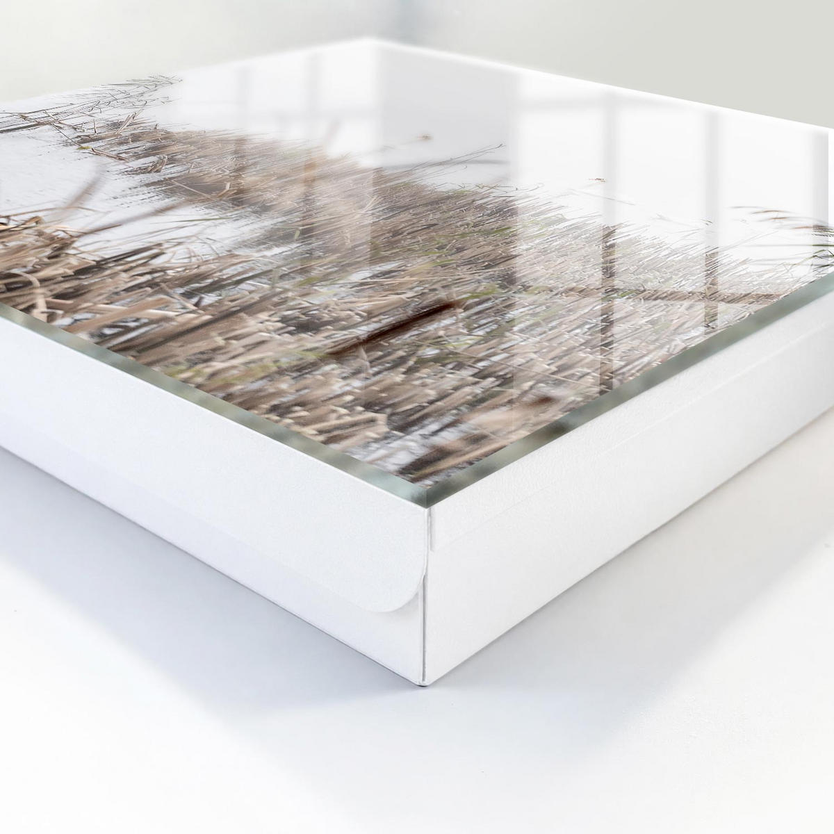 SCHLÜSSELBOX Weiß 30x30 cm – Türöffnung nach rechts - neblige Ruhe - Weiß, Metall (30/30/5cm) - TULUP
