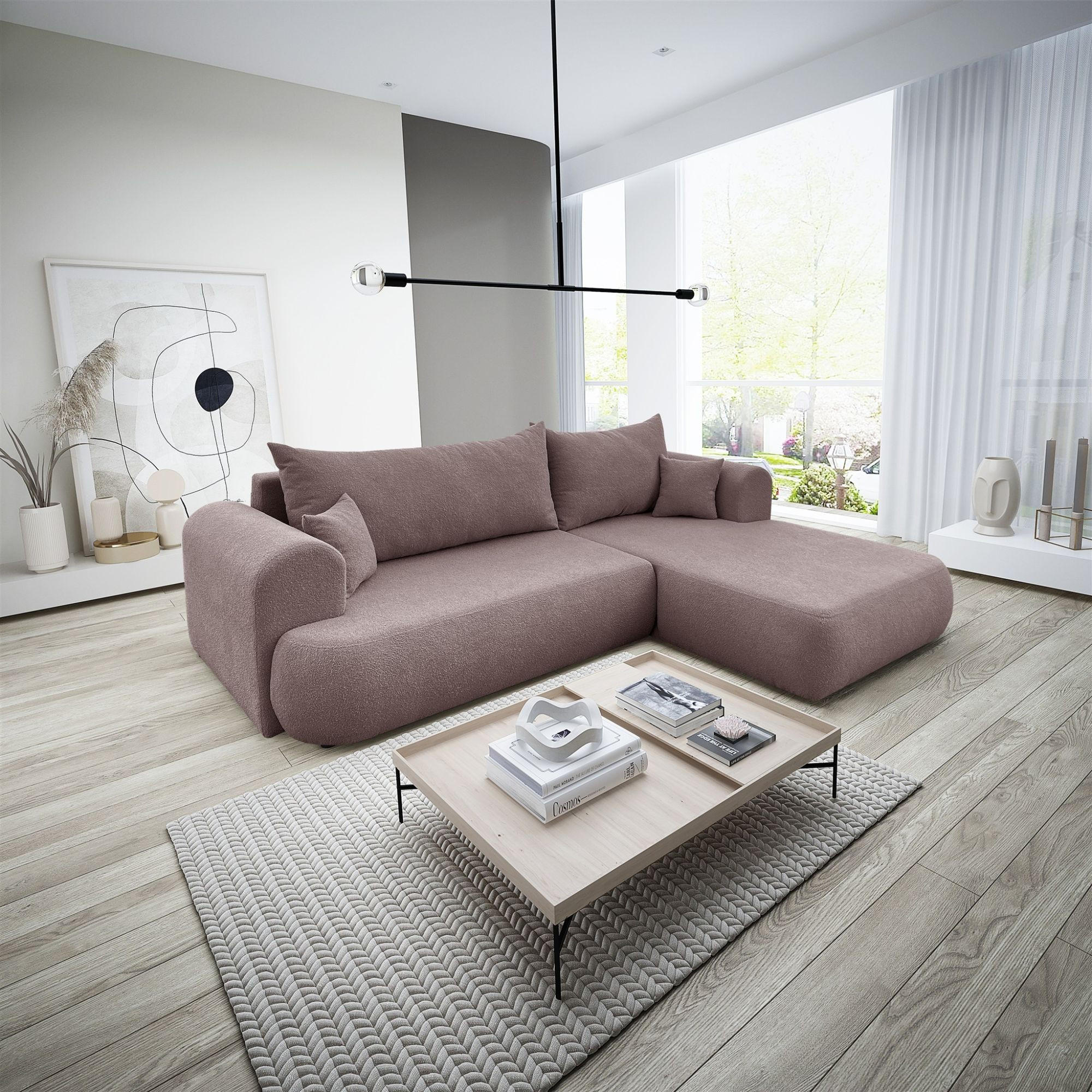 ECKSOFA Anike In Now Or Never - Altrosa, Holzwerkstoff/Textil (260/173cm) - Fun Möbel