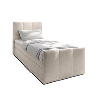 BOXBETT LEVENTE 100x200 cm mit Bettkasten und Matratze - Beige - Beige/Schwarz, Holz/Holzwerkstoff (100/200cm) - AX Living
