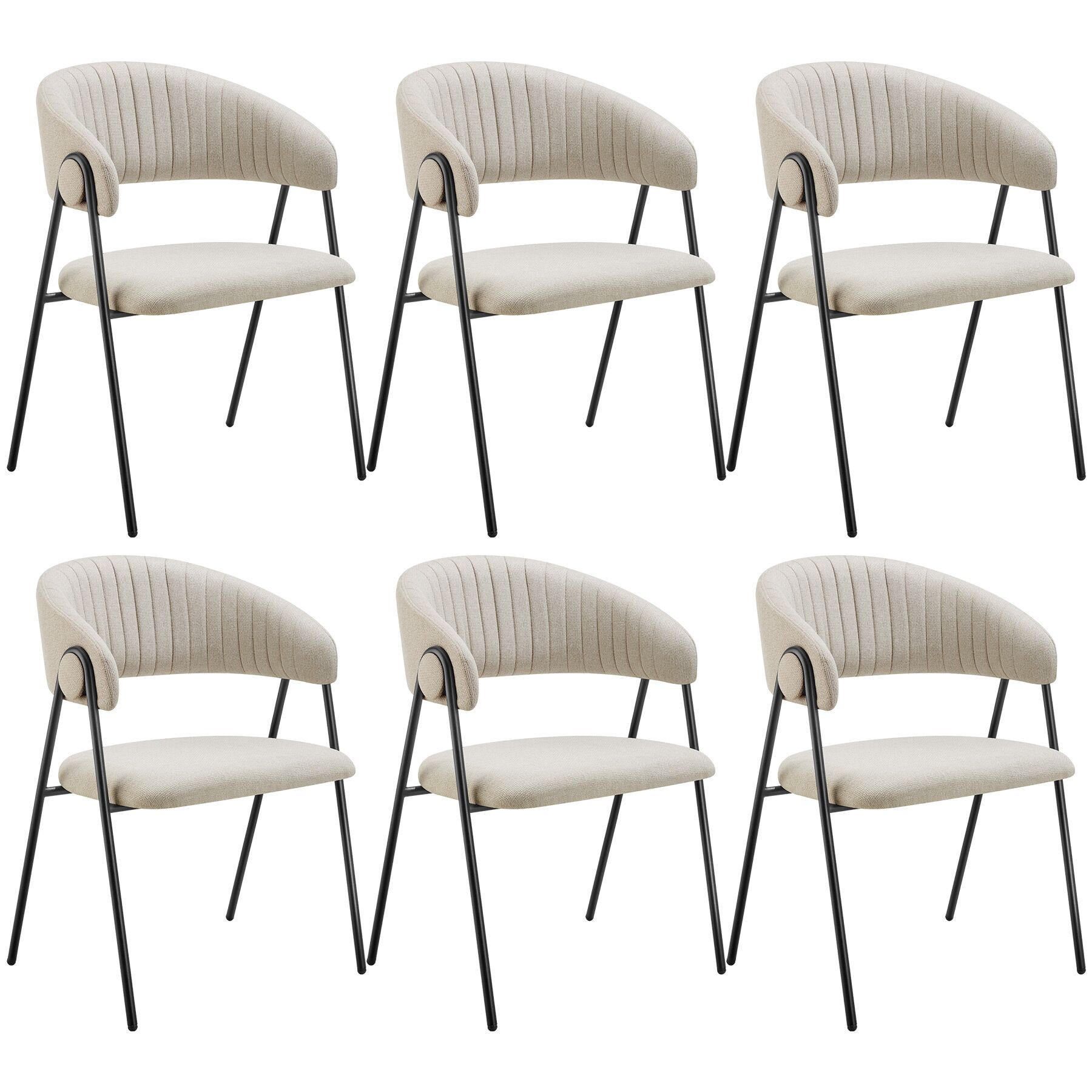 ARMLEHNENSTUHL 6er Set Bedano 60 x 58 x 85 cm greige - Greige, Kunststoff (60/85/58cm) - tectake