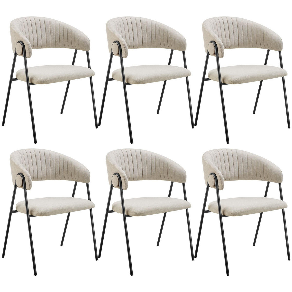 ARMLEHNENSTUHL 6er Set Bedano 60 x 58 x 85 cm greige - Greige, Kunststoff (60/85/58cm) - tectake