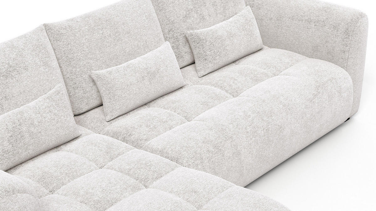 ECKSOFA SORENO 4-Sitzer, ecru - Ecru/Schwarz, Holz/Textil (293/171cm) - Courtois Laville