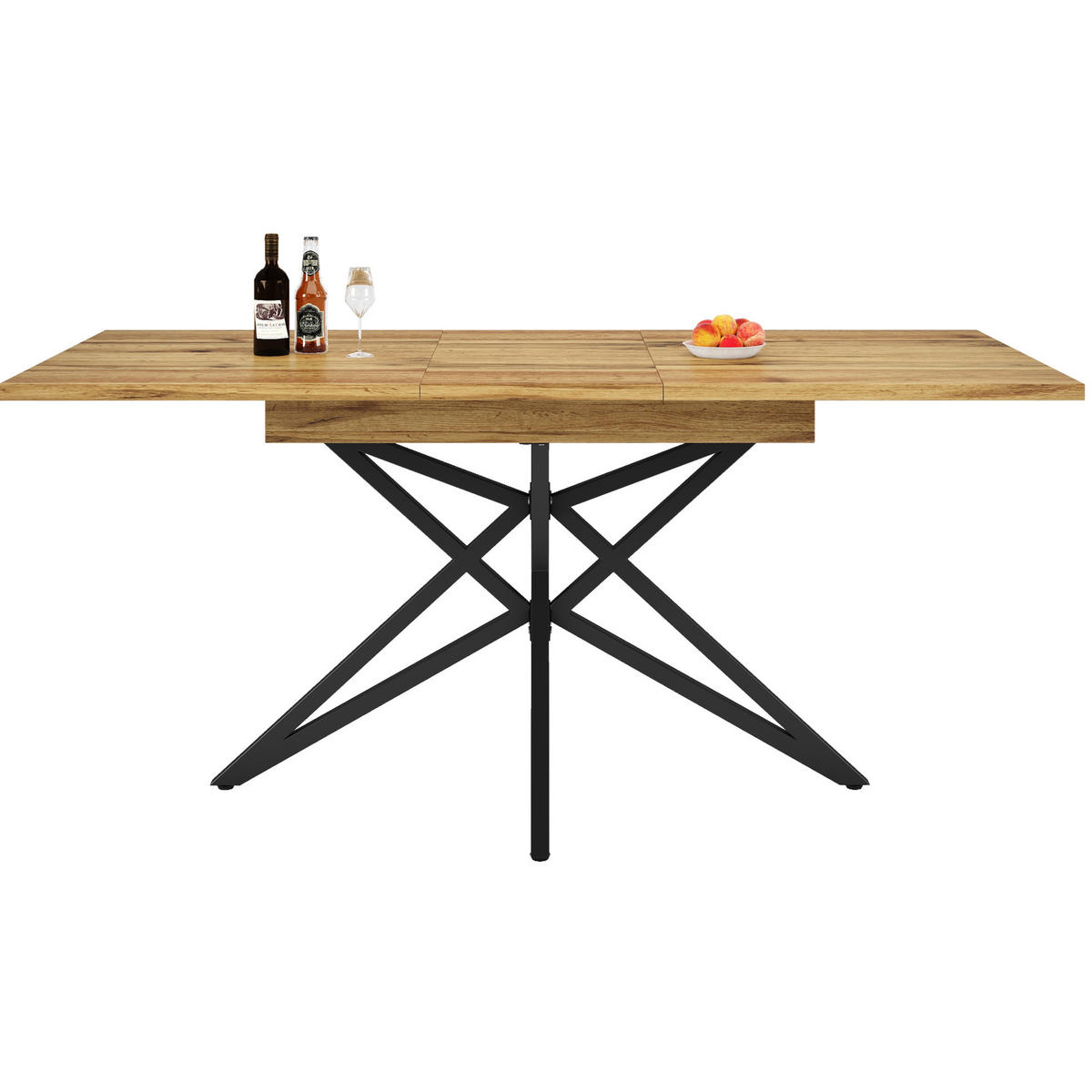 JÍDELNÍ stůl 120/160/80/76 cm ořechový z MDF a kovu rozkládací s hvězdicovou podnoží - hnědá, kompozitní dřevo (120/80/76cm) - OKWISH
