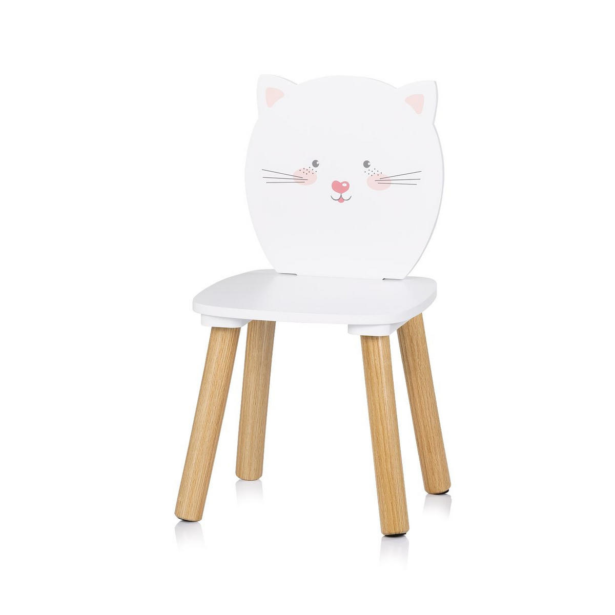 KINDERSITZGRUPPE Tiermotiv weiß 55 x 55 cm, Tischset, 2 Stühle, MDF, Massivholz, Tiermotive, Holz - Weiß, Holzwerkstoff (55/45/55cm) - Chipolino