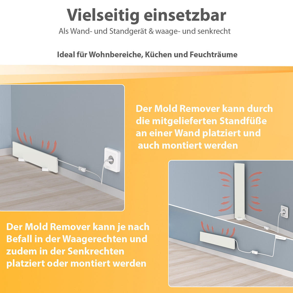 INFRAROT-SCHIMMELENTFERNER - chemiefrei für Wand und Bad, flexibel als Wand- oder Standgerät einsetzbar, 1 Stück - Weiß, Metall (10.5/50.5/1.5cm) - Northpoint