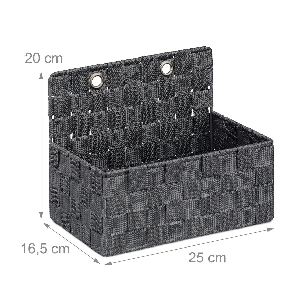 2XAUFBEWAHRUNGSKORB - Grau, Kunststoff/Metall (16.5/25/20cm) - Relaxdays