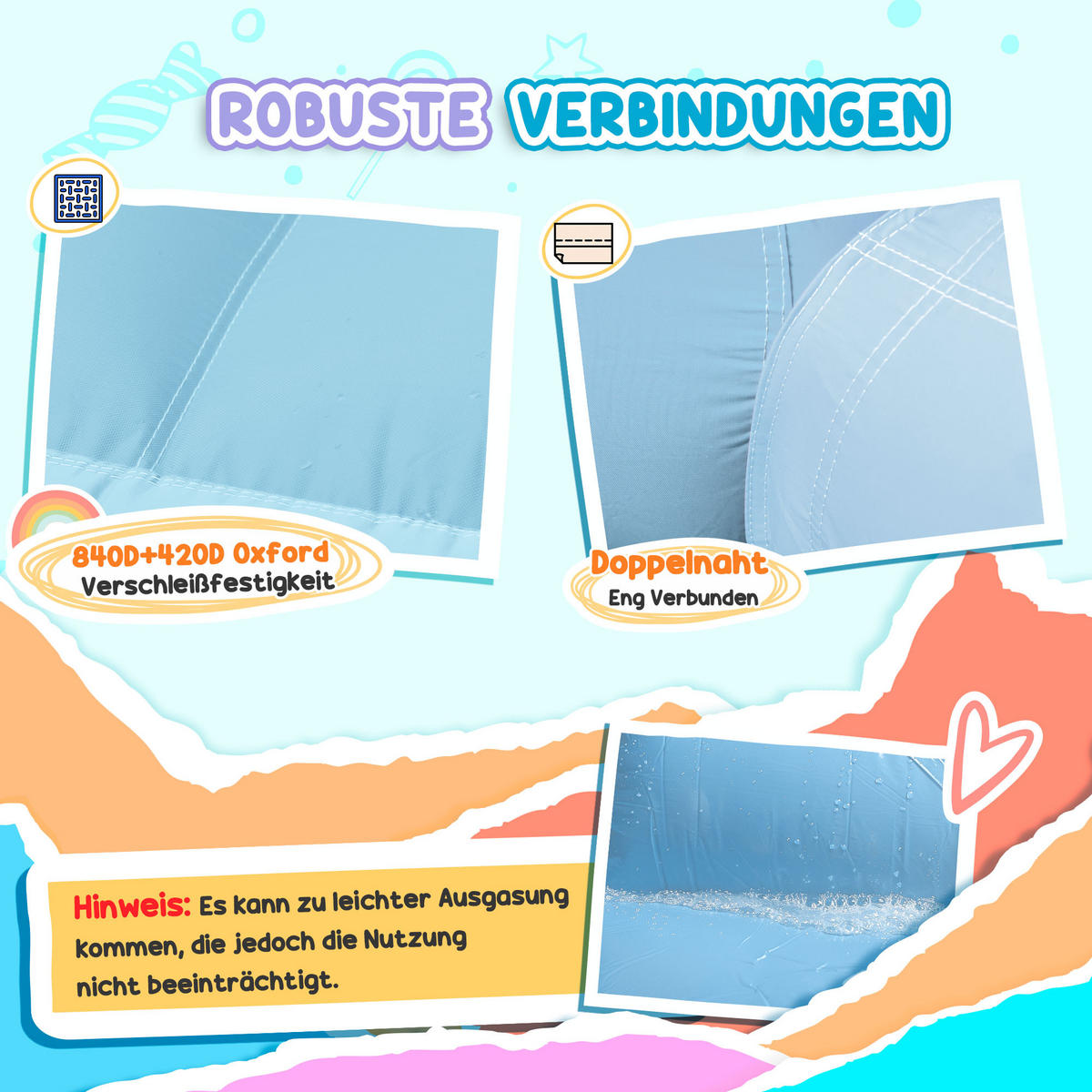 HÜPFBURG, Mehrfarbig, Oxfordstoff, 340L x 220B x 180H cm - Multicolor, Textil (340/220/180cm) - AIYAPLAY