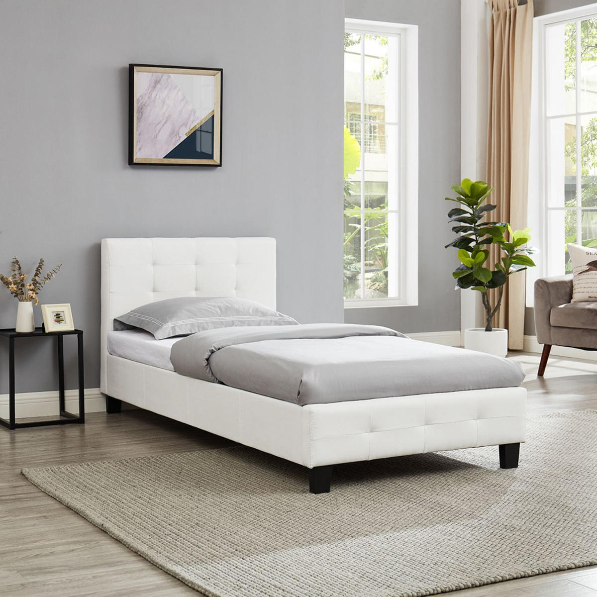 POLSTERBETT OHIO 90X200 CM - Weiß, Textil (90/200cm) - CARO-Möbel