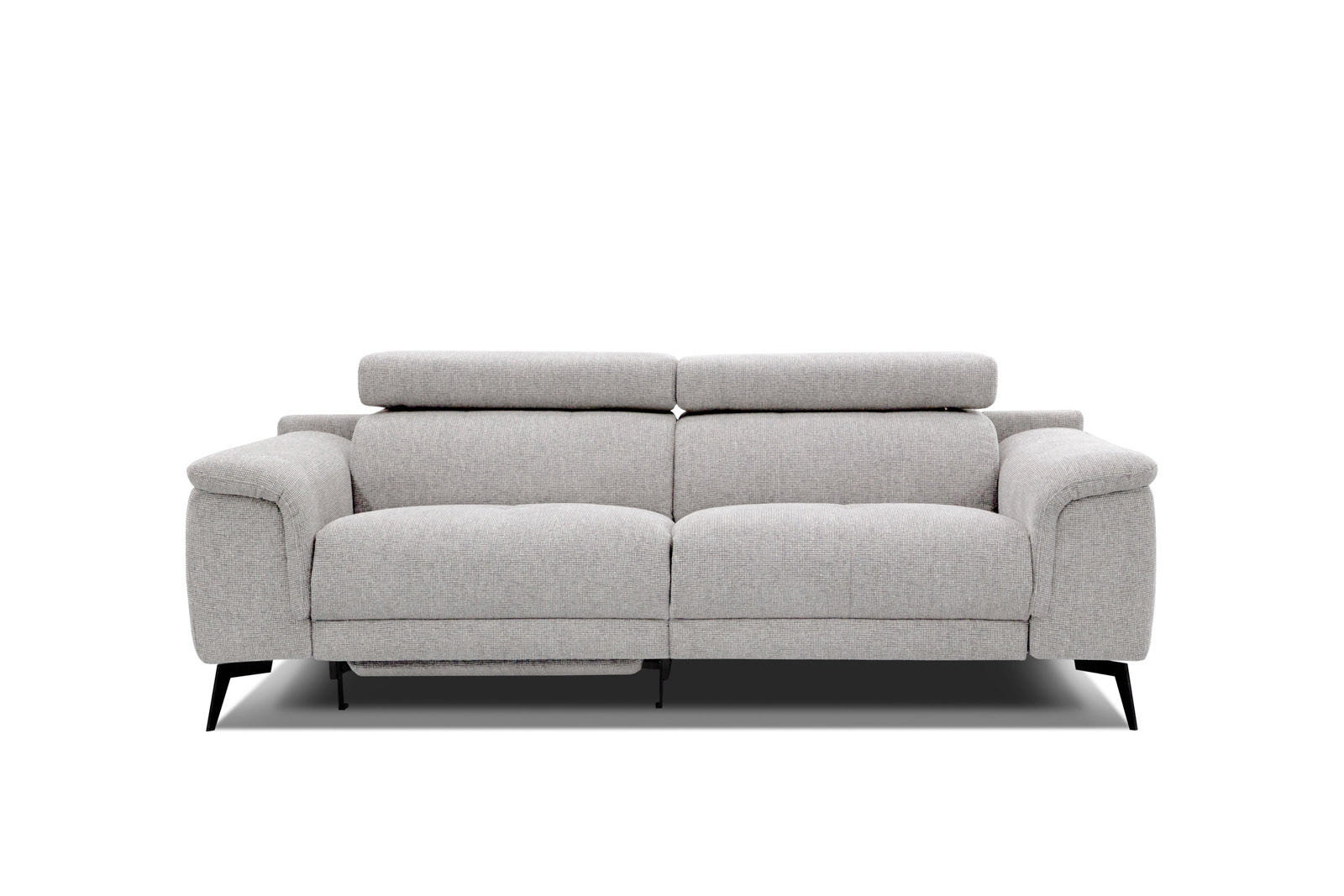 RELAXSOFA FIERO 3-Sitzer mit 1 Relaxfunktion, hellgrau - Hellgrau/Schwarz, Holzwerkstoff/Textil (212/82/103cm) - Courtois Laville