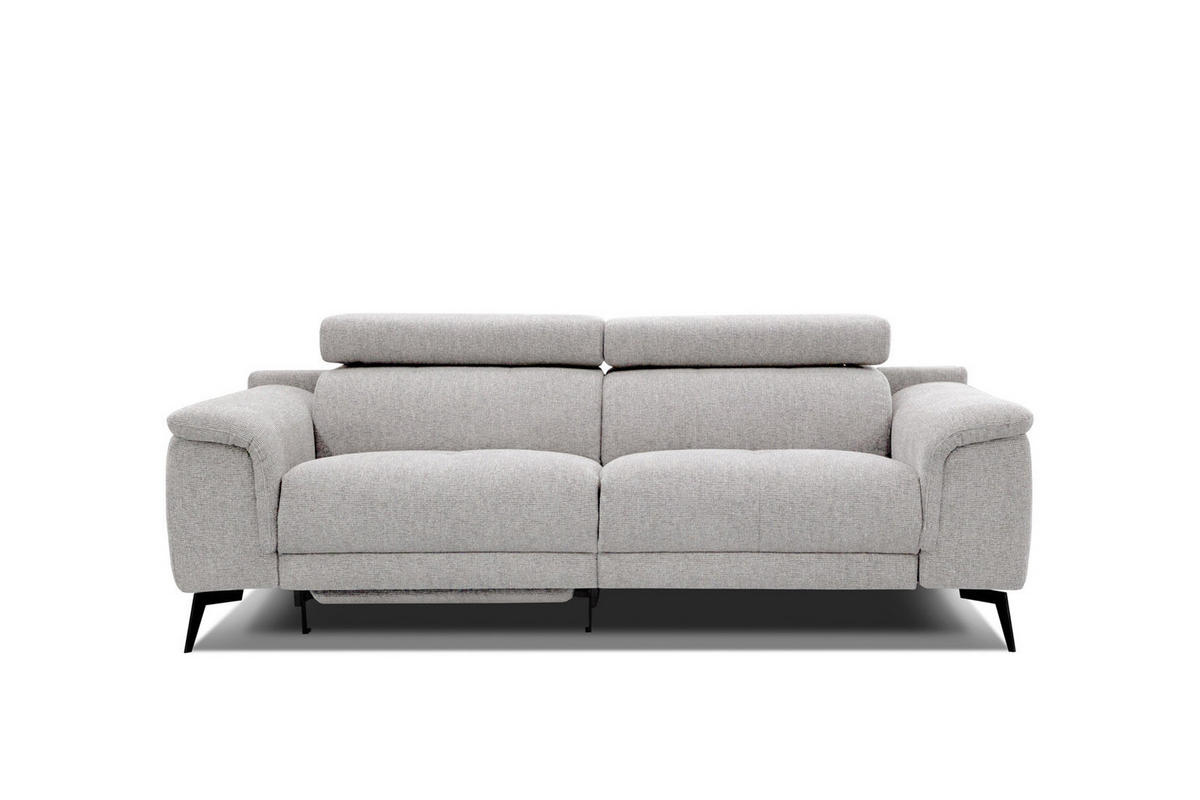 RELAXSOFA FIERO 3-Sitzer mit 1 Relaxfunktion, hellgrau - Hellgrau/Schwarz, Holzwerkstoff/Textil (212/82/103cm) - Courtois Laville