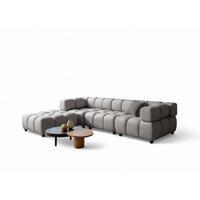 SOFA 3-sitzer Und 1-polsterhocker Flow - Hellgrau, Holzwerkstoff/Textil (288/71/96cm) - Fun Möbel