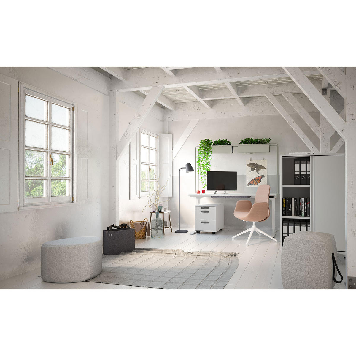 HOCKER Messina / Grau - Grau, Textil (39.5/50.5/39.5cm) - ASSMANN