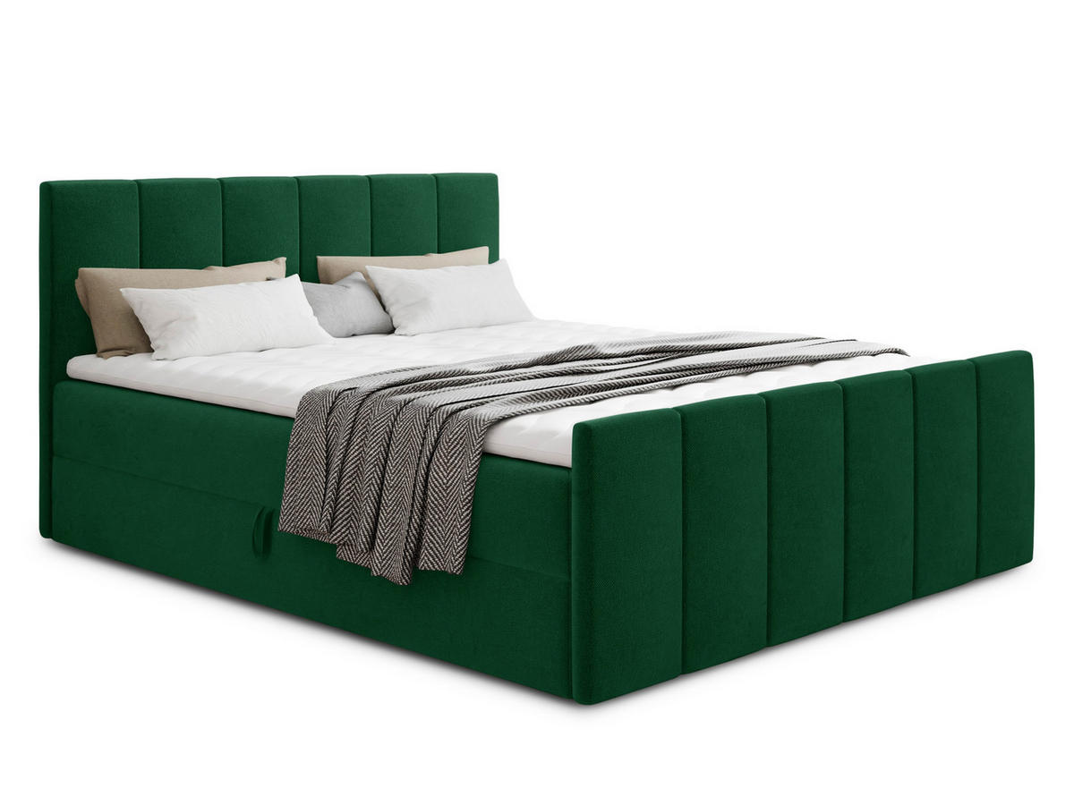 BOXBETT Star Lux - 180x200 - grün (Kronos 19, Velvet) - Schwarz/Grün, Holz/Holzwerkstoff (180/200cm) - Sofnet