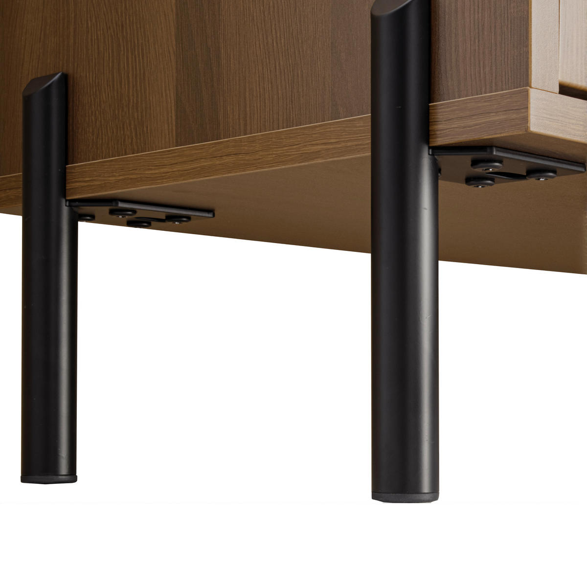 LOWBOARD in Naturfarben TV-Schrank mit drei Türen für Wohnzimmer und Arbeitszimmer, B160/T35/H46 cm - Schwarz/Naturfarben, Holzwerkstoff/Metall (160/46/35cm) - STILVORA