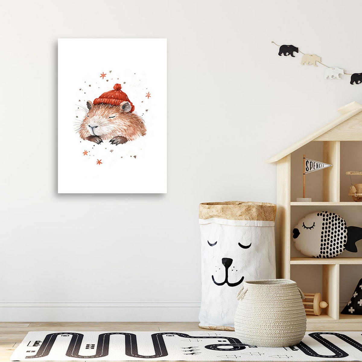 LEINWANDBILD Lein Schlafender Capybara 80x120cm - Multicolor, Textil (80/120cm) - Feeby