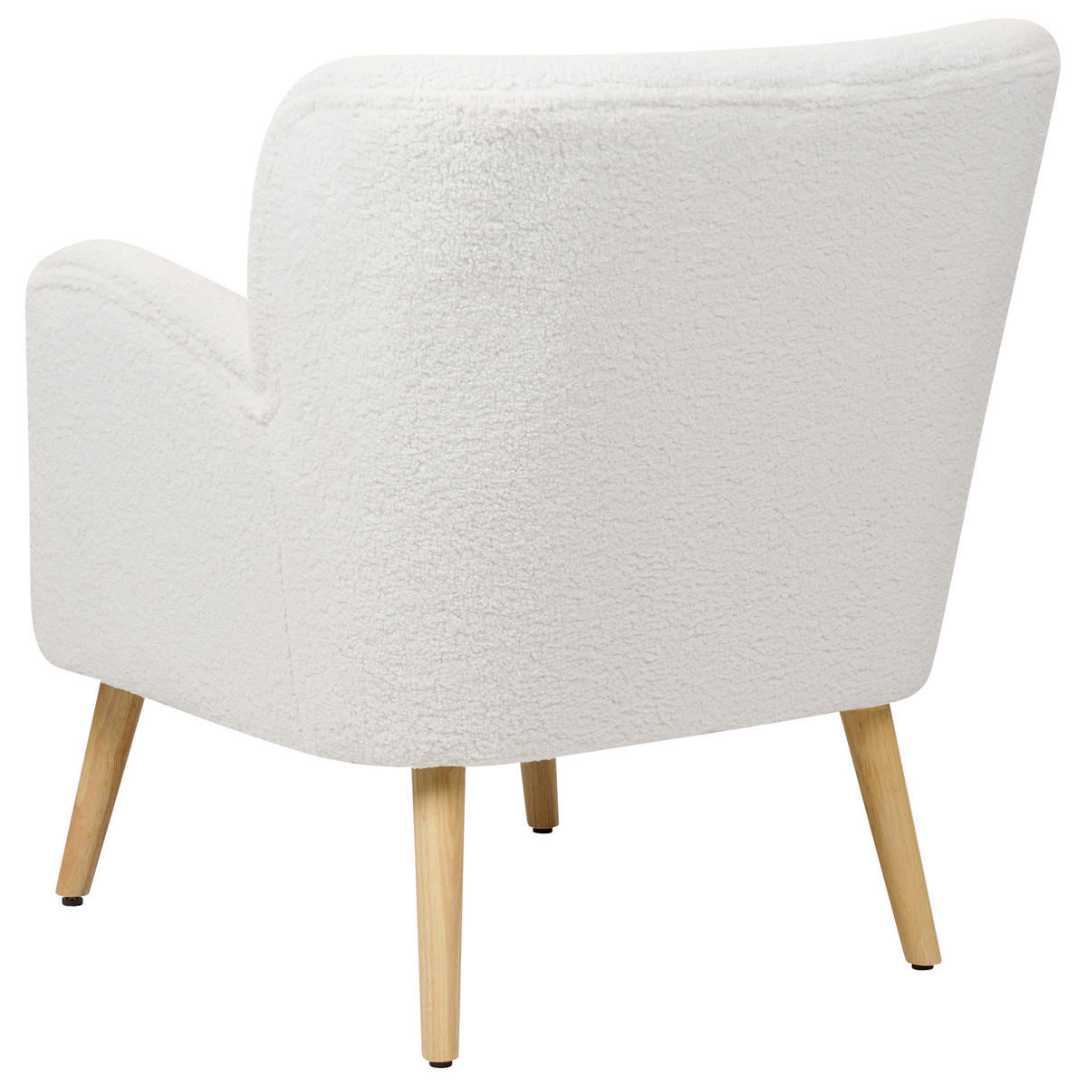 SESSEL Bouclé weiß/hellbraun plus Hocker Tumba - Hellbraun/Weiß, Textil (74/85/79cm) - Beliani