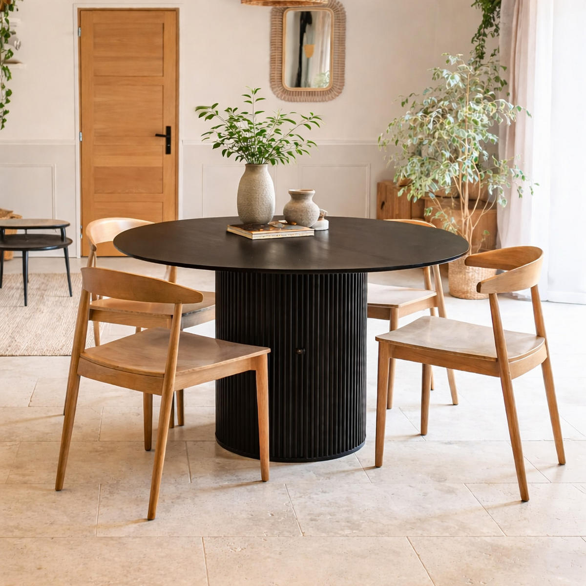 ESSTISCH Rund Schwarz 120 x 120 x 75 (cm) - Schwarz, Holz (120/120/75cm) - Nordlys