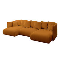 WOHNLANDSCHAFT mit Schlaffunktion und Bettkasten ONESK-U 304x165x40 Senfgelb Cord - Currygelb, Holzwerkstoff/Kunststoff (304/90/165cm) - ALTDECOR