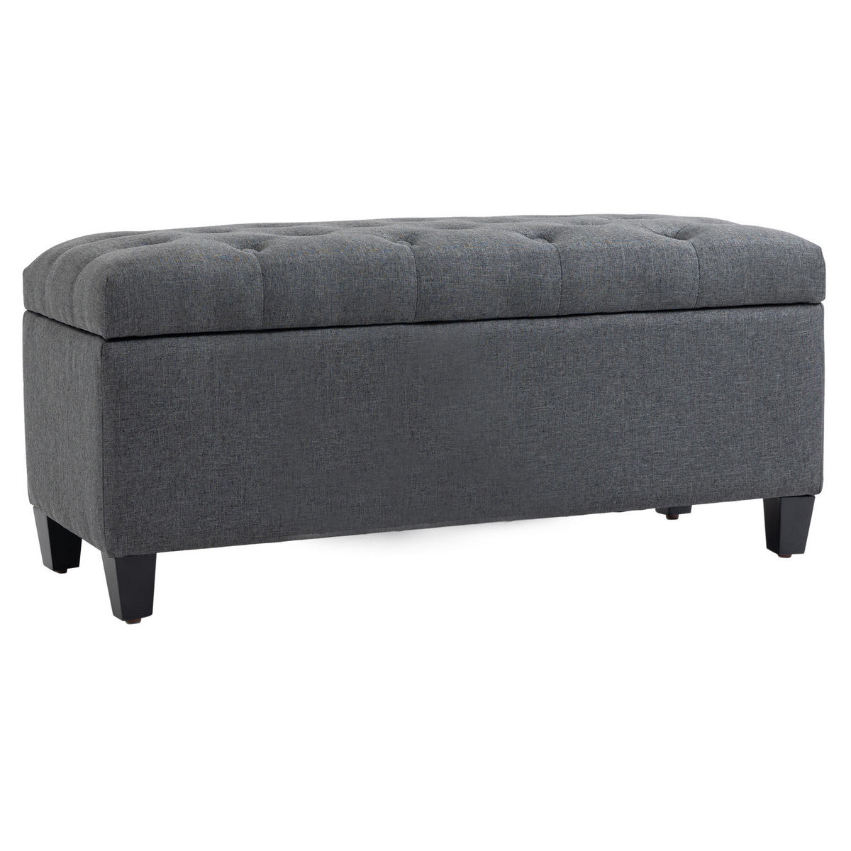 TRUHENBANK DE-07189 Leinenoptik, Holzbeine, bis 220 kg Dunkelgrau - Dunkelgrau, Holz/Textil (40/44/100cm) - ComfortXL