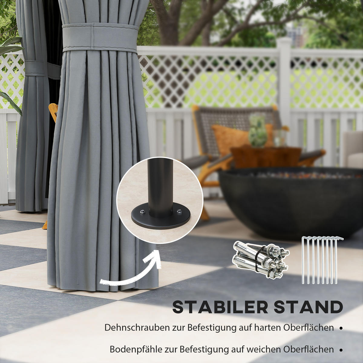 PAVILLON mit Doppeldach - Dunkelgrau, Metall (306/269/306cm) - Outsunny