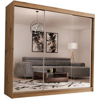 SCHWEBETÜRENSCHRANK Debra 240/216/61 eiche Artisan mit Spiegel und Schubladen - Eiche Artisan, Holzwerkstoff (240/216/61cm) - Beautysofa
