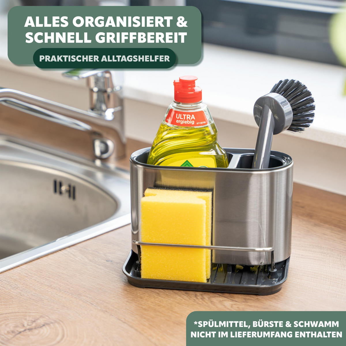 SPÜLBECKEN-ORGANIZER, silber, Edelstahl - Edelstahlfarben, Metall (18/12/13cm) - bremermann