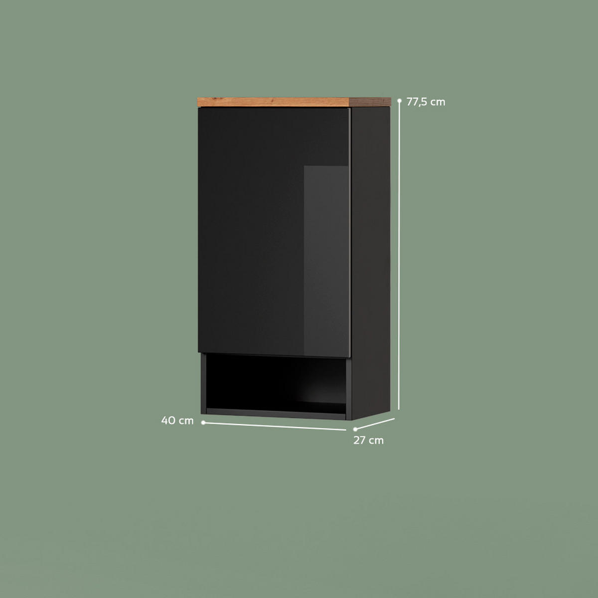 BADSCHRANK Tanaro Anthrazit 40 x 77.5 cm - Anthrazit, Holzwerkstoff (40/77.5/27cm) - Livinity®