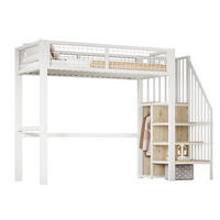 HOCHBETT 90/200 cm in Weiß mit Leiter und Kleiderschrank - Weiß, Holz/Holzwerkstoff (90/200cm) - WISHDOR