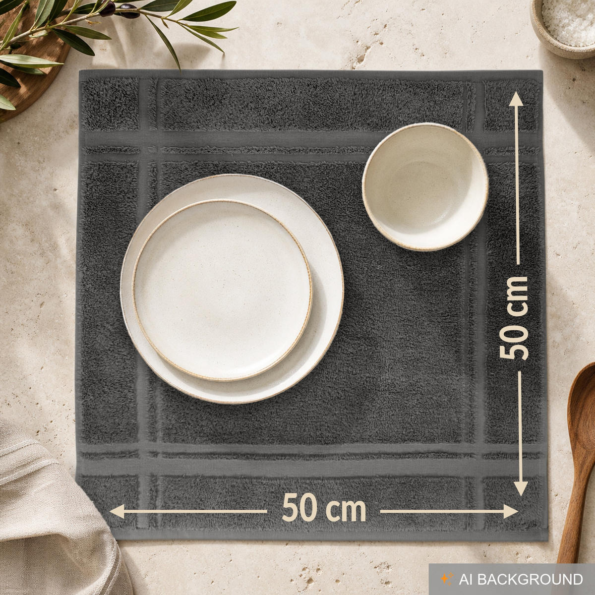 FROTTEE Küchenhandtücher 50x50 cm, 4er Set, Anthrazit Grau - Anthrazit, Textil (50/50cm) - Lashuma