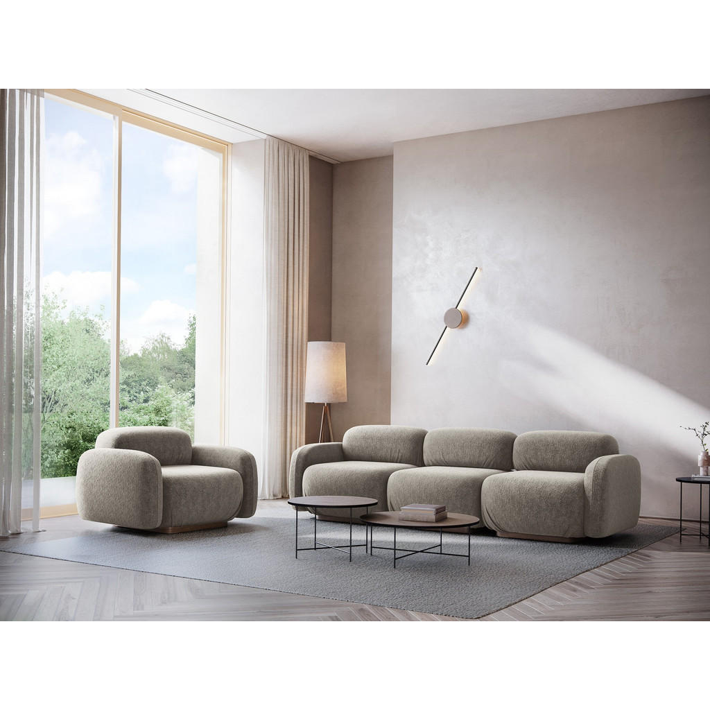 Thumbnail - Makamii 3-Sitzer, Taupe, Textil, Füllung: Schaumstoff, 258x73x95 cm, Made in EU, Wohnzimmer, Sofas & Couches, Sofas, 3-S...