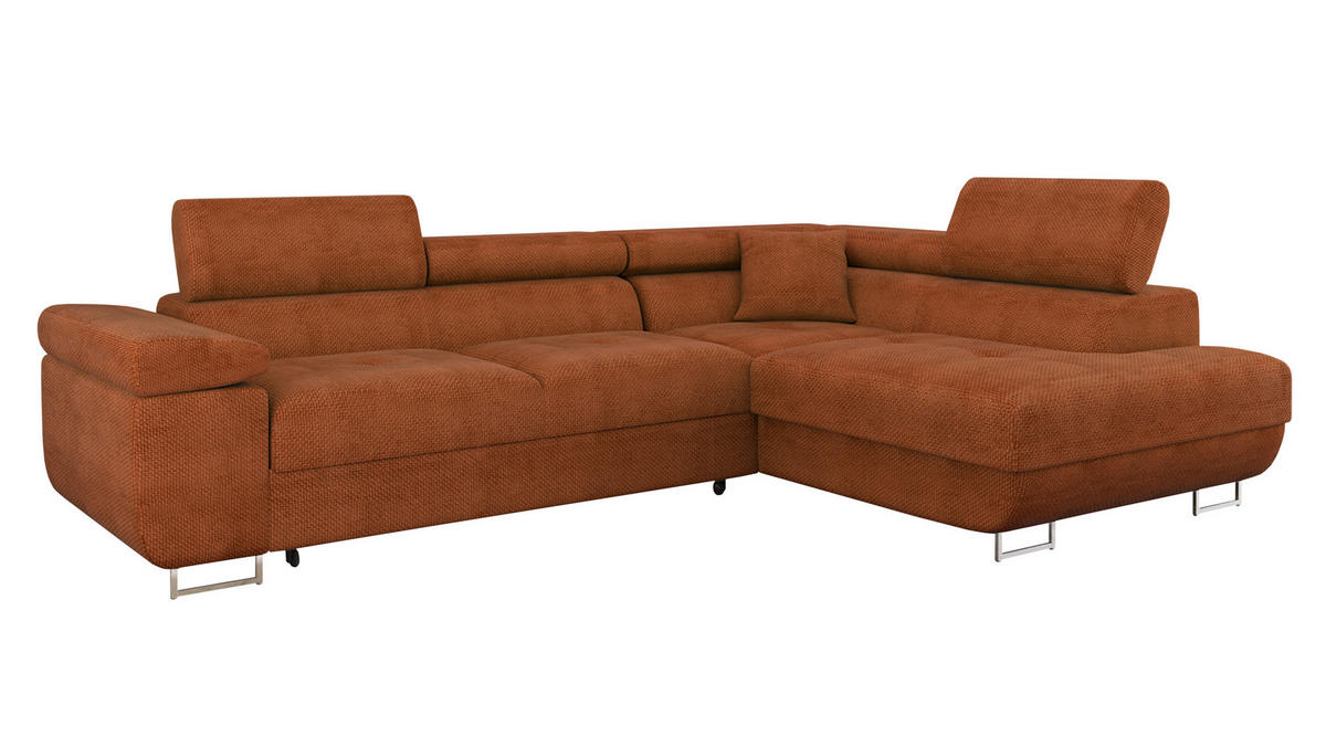 ECKSOFA Torezio, Seite: Rechts - Dunkelorange, Holz/Textil (274/203cm) - MIRJAN24