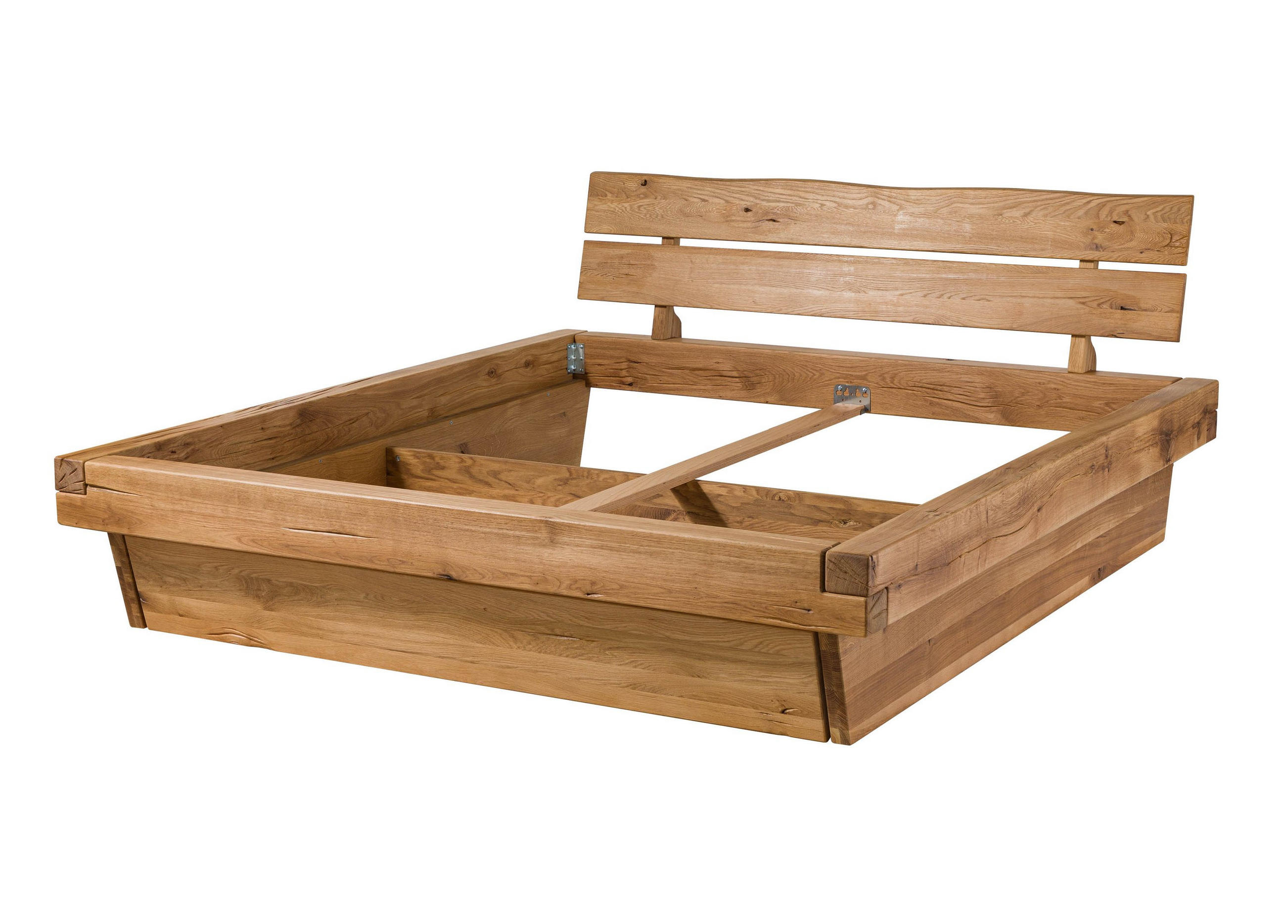BETT Massivholz Wildeiche 200 x 200 x 84 natur BALKENMÖBEL #200 - Naturfarben, Holz (200/200cm) - Massivmoebel24