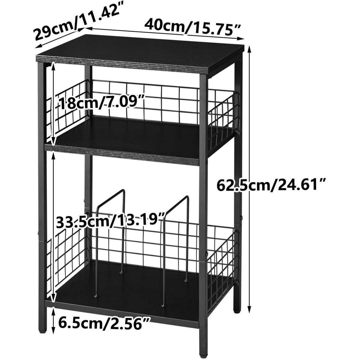 BEISTELLTISCH mit 3 Ebenen Schwarz - Multicolor, Metall (40/29/62.5cm)