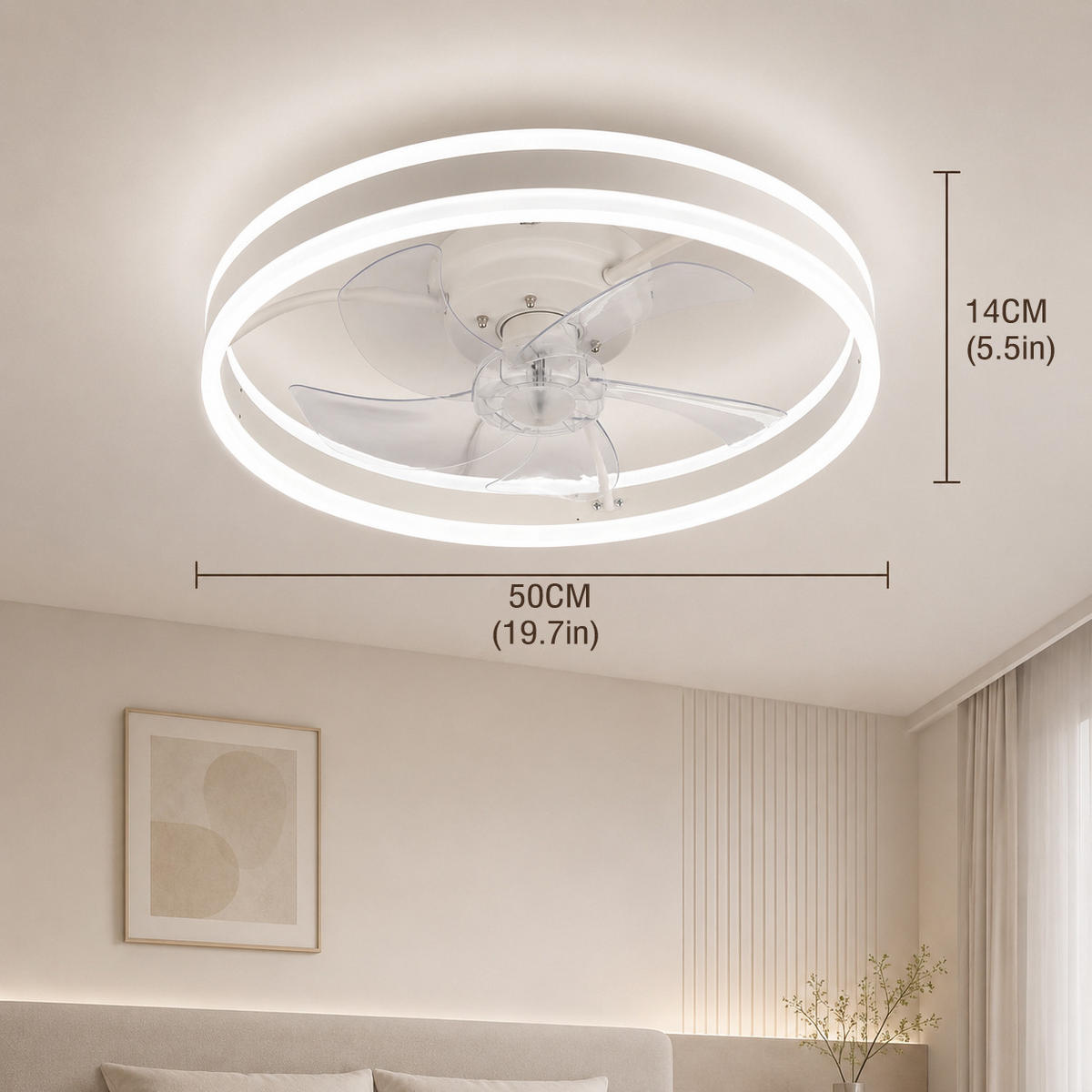 DECKENVENTILATOR FA111W Weiss mit LED Leuchte - Weiß, Kunststoff (52/52/15cm) - LOVHAUS