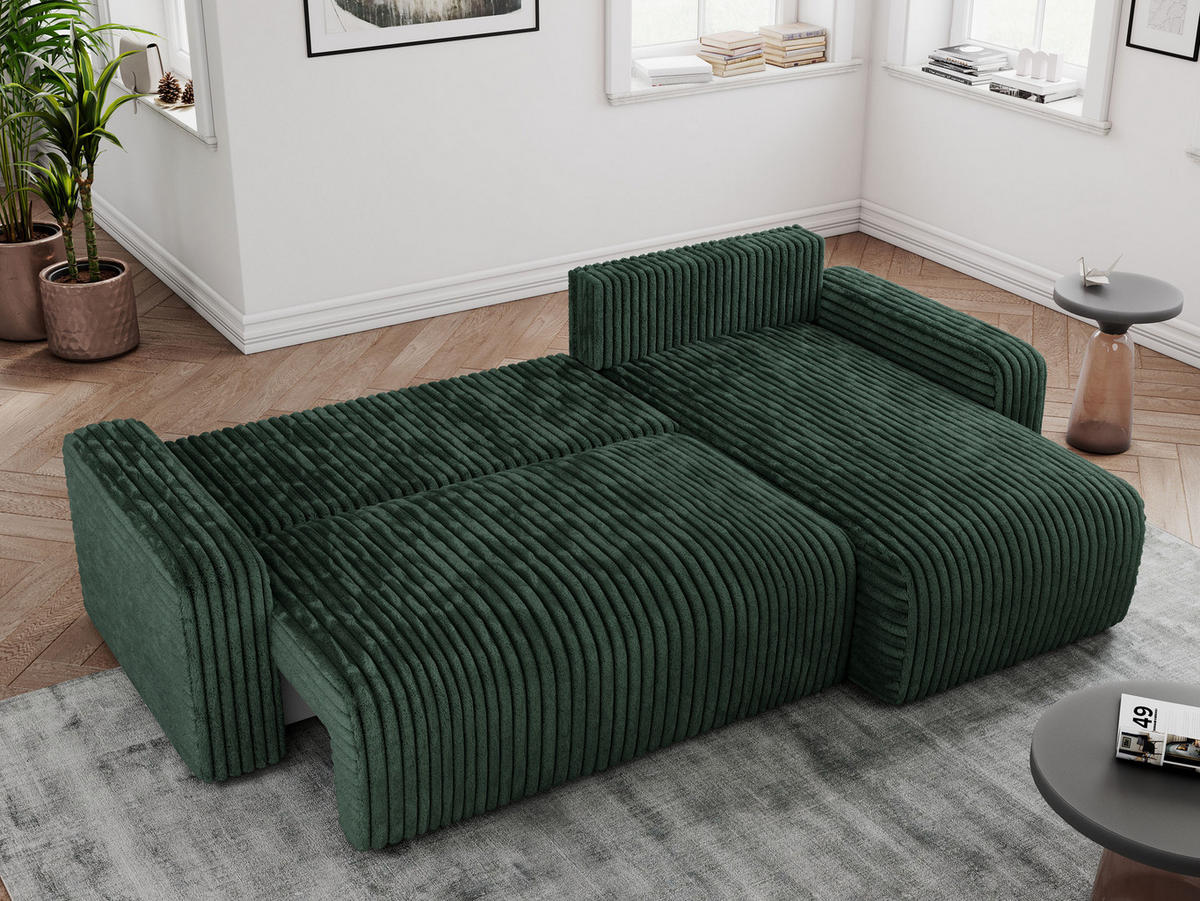 ECKSOFA ARGOS Grün Cord - Schwarz/Grün, Kunststoff/Textil (245/150cm) - MKS