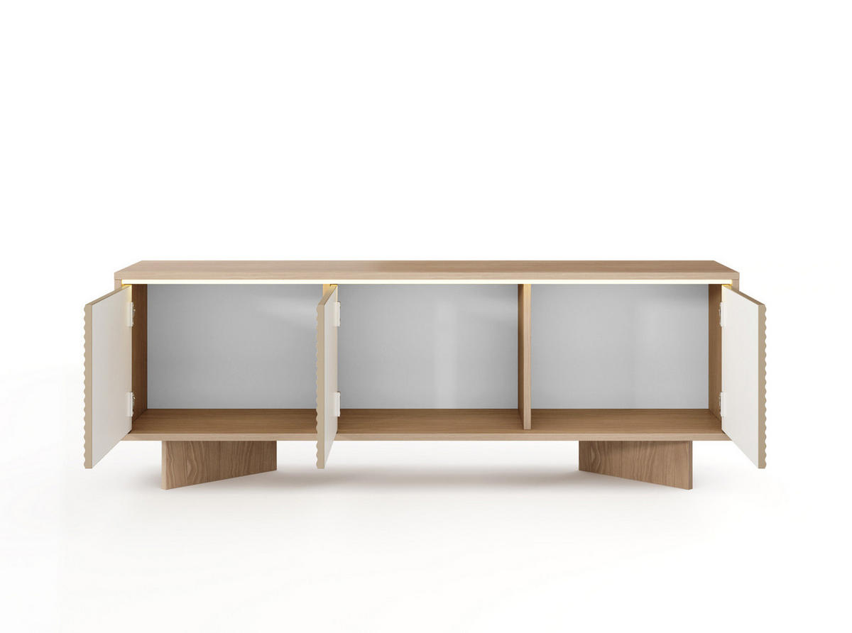 TV-BOARD TORSANO (Bolivar Natur/Cappuccino, 3 Türen, LED-Beleuchtung, Push-to-Open) - Eichefarben/Beige, Holz/Holzwerkstoff (154/54/40cm) - Ravio