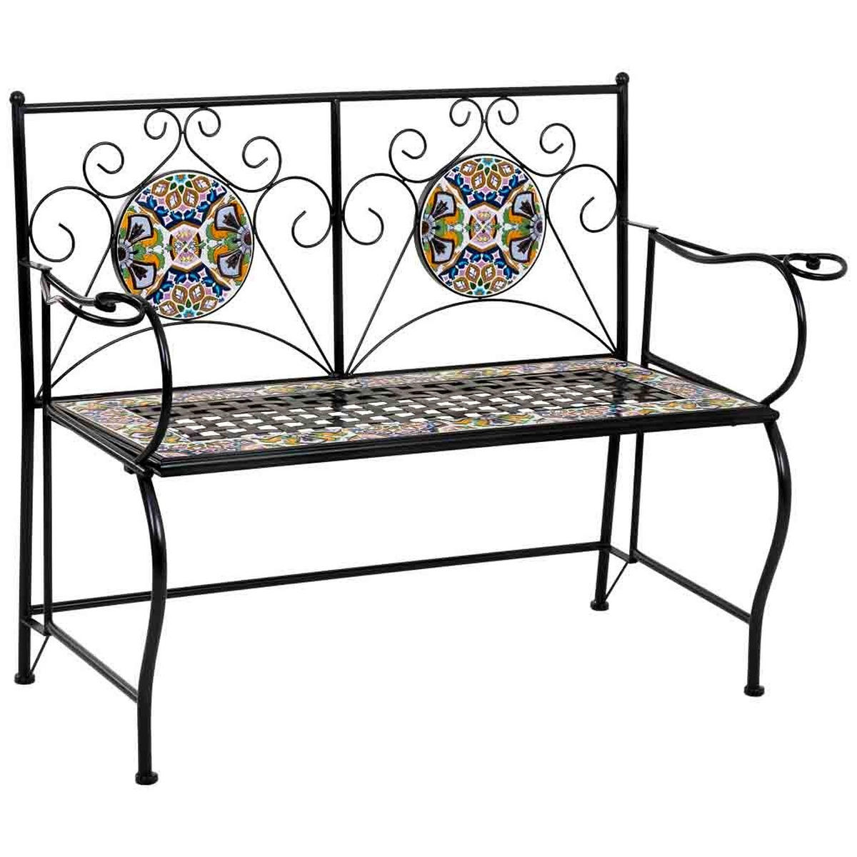 BANK, schwarz, 110x50x88cm - Schwarz, Metall (110/88/50cm) - Wanderlust