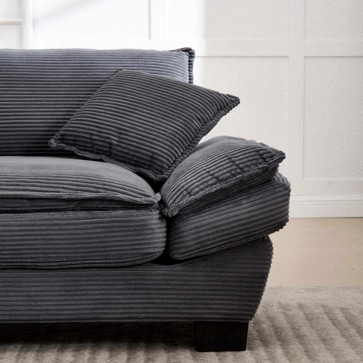 SOFA 2-Sitzer mit tiefem Sitz 224 x 81 x 81 cm Velvet Dark Gray - Dunkelgrau, Kunststoff (224/81/81cm) - Meubliv