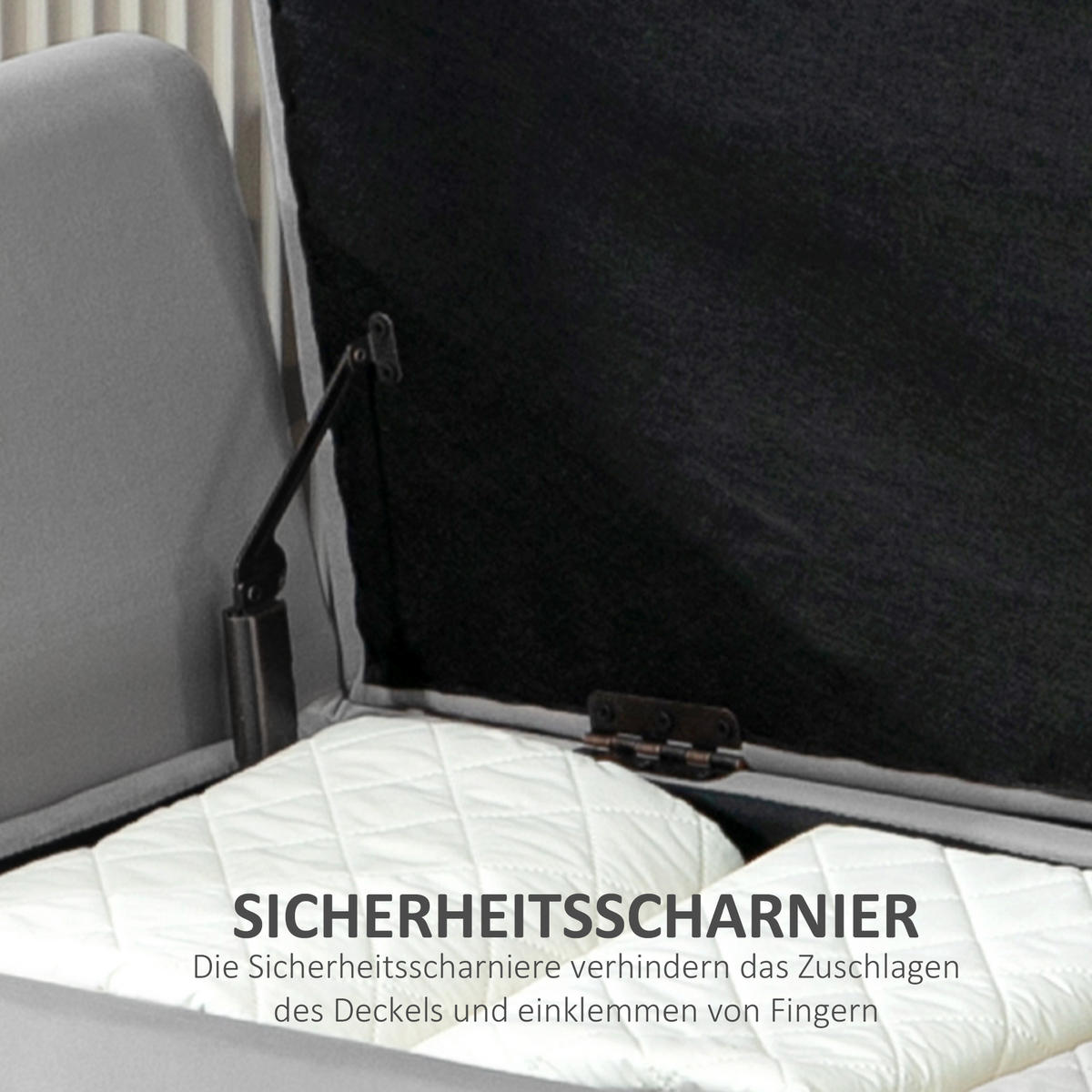 SITZBANK Polsterbank - Hellgrau, Kunststoff (42/65/107cm) - HOMCOM