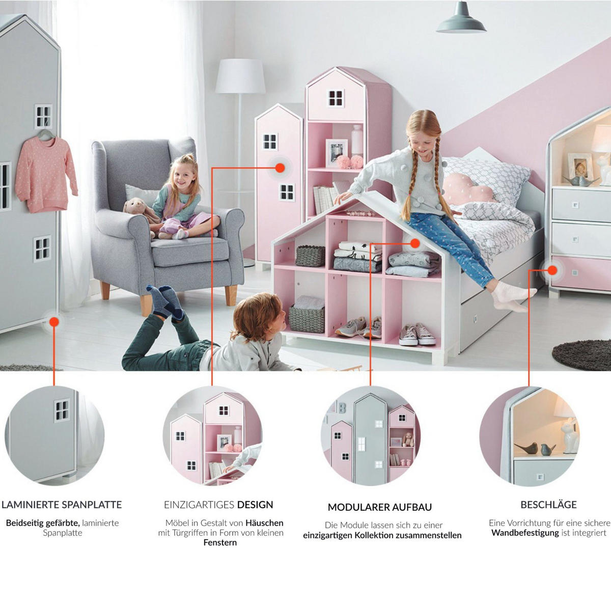 BEZUG-FÜR-KINDERKLEIDERSCHRANK MIRUM, grau - Grau, Textil (152/3/47cm) - KONSIMO®
