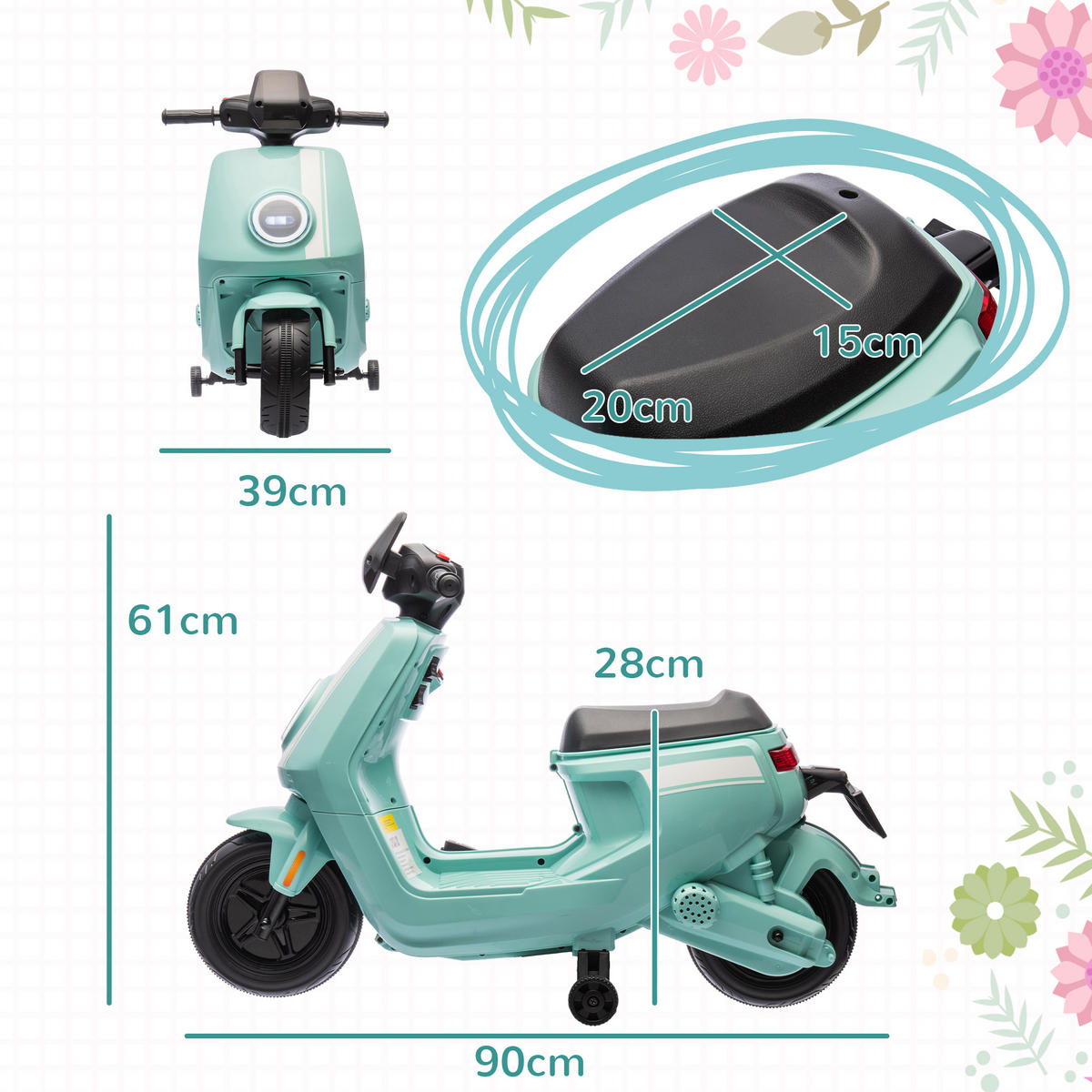 KINDER Elektro-Motorrad - Grün, Metall (90/39/61cm) - AIYAPLAY