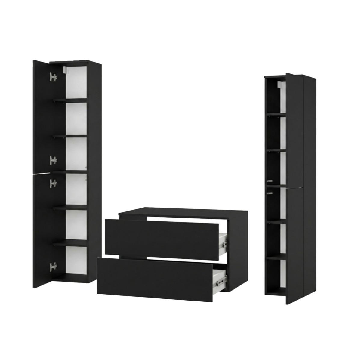 BADMÖBEL-SET Color Schwarz 3-Teilig (2S 80 + 2D 160 X2) - Schwarz, Holzwerkstoff (140/160/45cm) - mzm24