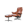 RELAXSESSEL MIT HOCKER MODO Braun Leder - Silberfarben/Braun, Leder/Metall (81/98/90cm) - KAWOLA