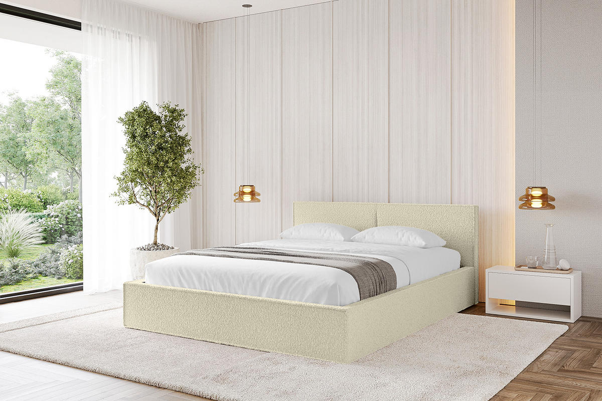 POLSTERBETT mit Bettkasten und Lattenrost, Bett mit Matratze H3/H4 - TIVON-V1 120x200 Beige - Taupe, Holzwerkstoff/Textil (120/200cm) - ALTDECOR