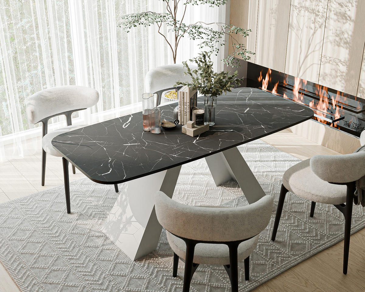AUSZIEHTISCH ZENITH 160/90/76 cm mit Metallgestell, Weiß / Grau - Weiß/Grau, Holzwerkstoff/Metall (90/160/76cm) - Idohome