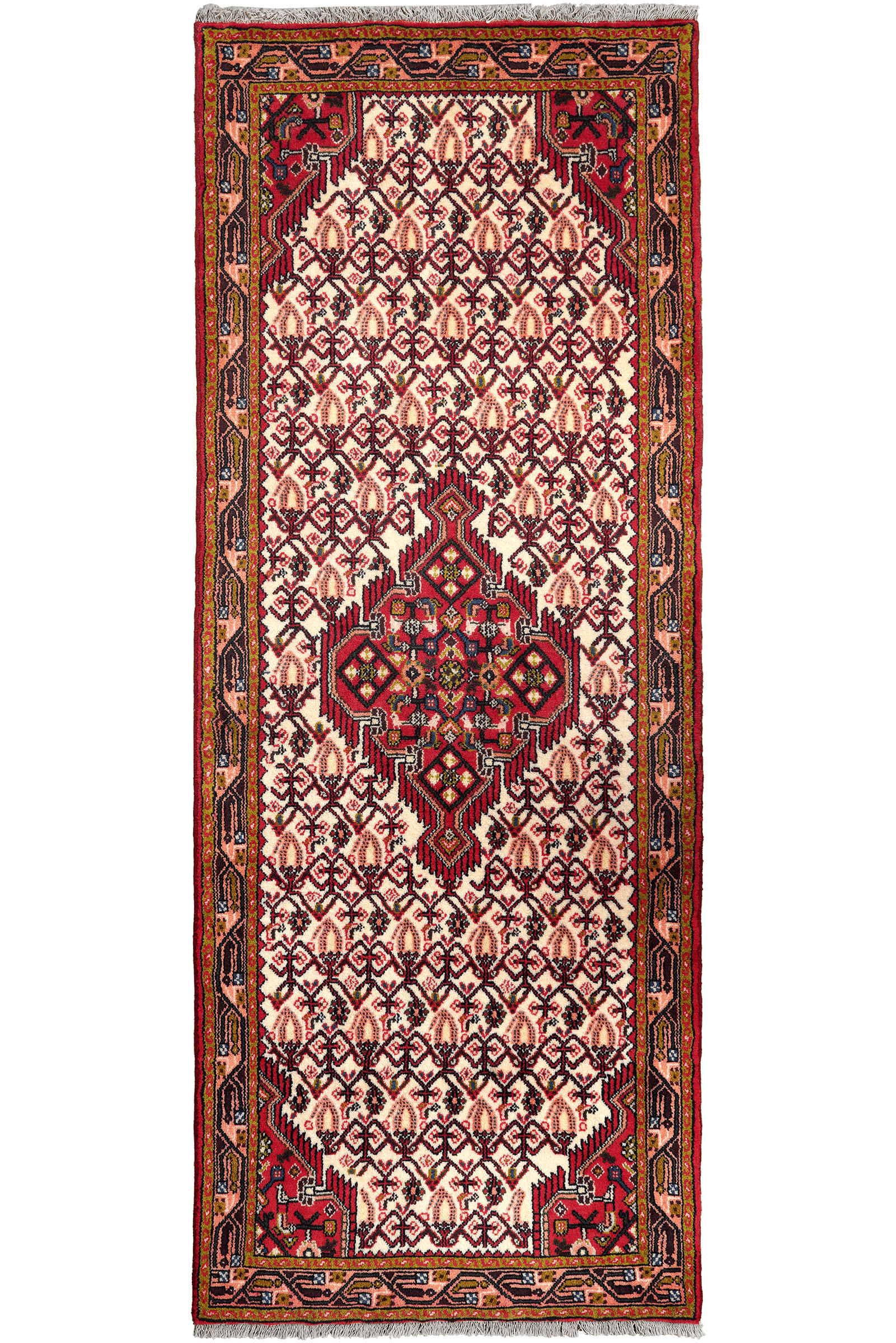 LÄUFER Orient handgeknüpft Assadabad Beige, Rot 195/75 cm Schurwolle - Beige/Rot, Textil (75/195cm) - Looma
