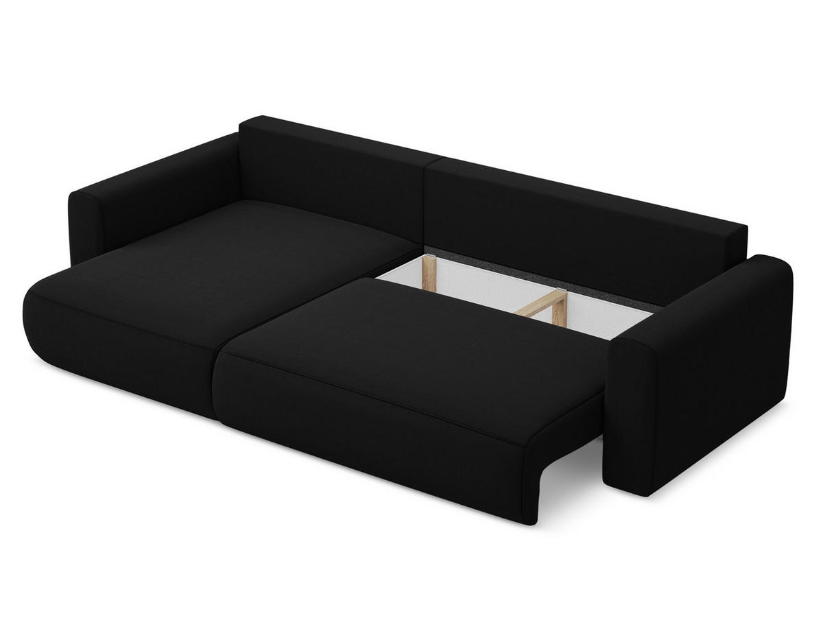 ECKSOFA mit Schlaffunktion Samt Stoff Schwarz - Schwarz, Kunststoff/Textil (149/278cm) - Makamii